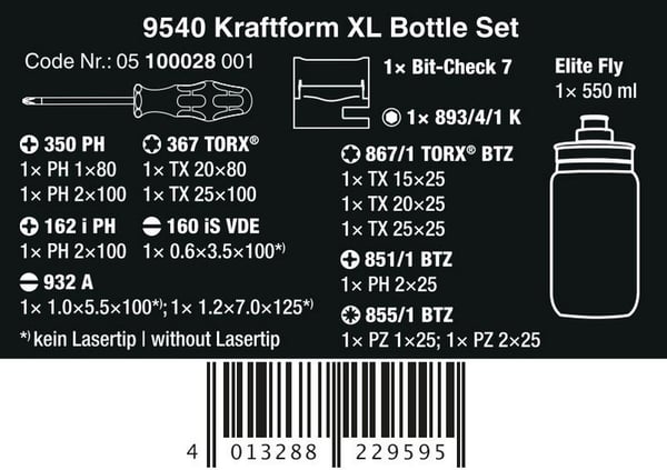 SKRUETRÆKKERVÆRKTØJSSÆT 9540 KRAFTFORM XL FLASKE SÆT, 17 DELE - W05100028001