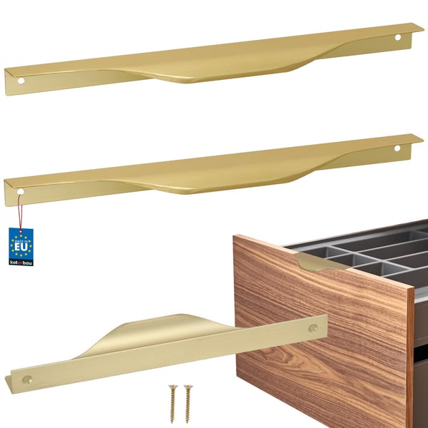 KOTARBAU Modern Edge møbelgreb aluminium mat guld 192/212 mm sæt à 2