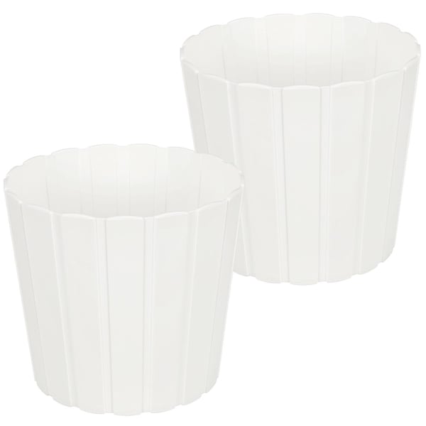 Plastkruka för blommor och örter på balkong eller terrass, vit, 20 cm, 2 st