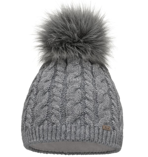 Varm vinterhue til kvinder med pompon, fleeceforet hue Grå UNI
