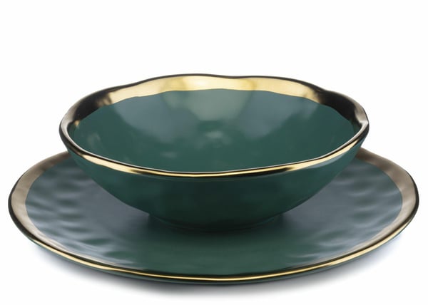 Lisa green gold sæt med otte tallerkener