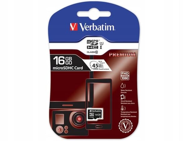 Verbatim 16 GB klass 10 MicroSDHC-minneskort
