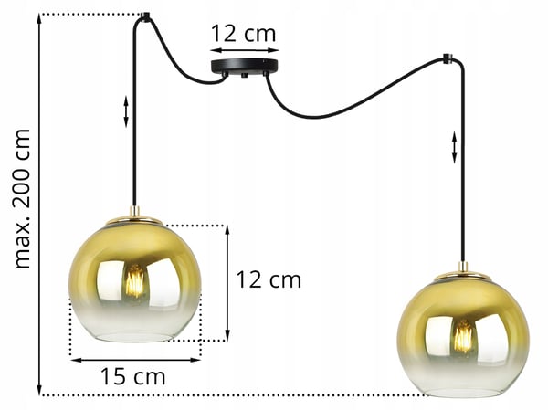 HÆNGELAMPE, LOFTKRONE, GYLDEN LAMPESKÆRM, 15 CM