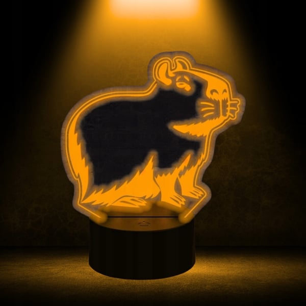 Yöpöytälamppu lapsille Kapibara 16 LED 3D ja kaukosäädin