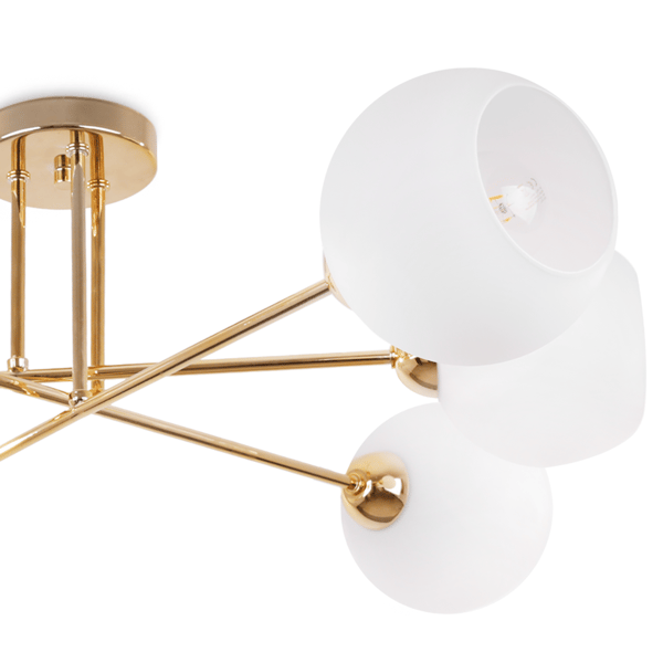 ASTURIA GULD LOFTLAMPE 6 FLAD HVID LAMPESKÆRME E27