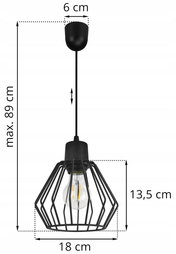 Hængelampe, loftslysekrone, trådskærm, LED