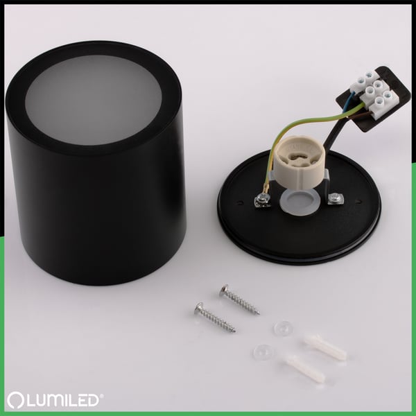 Påbygget rørformet havelampe udendørs GU10 LED IP54 rund 95mm RONDE LUMILED