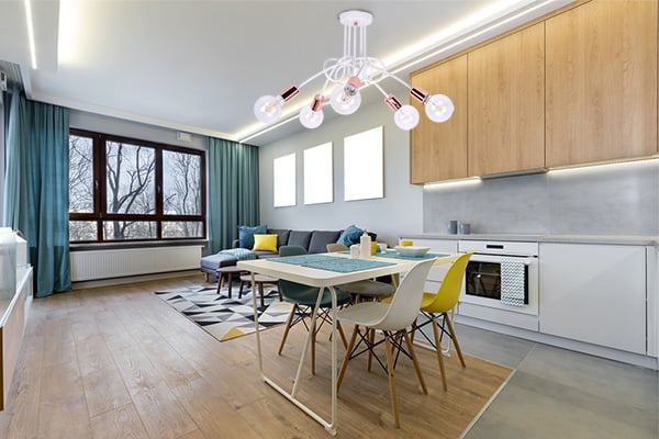 Industriel kobber loftslampe i to farver