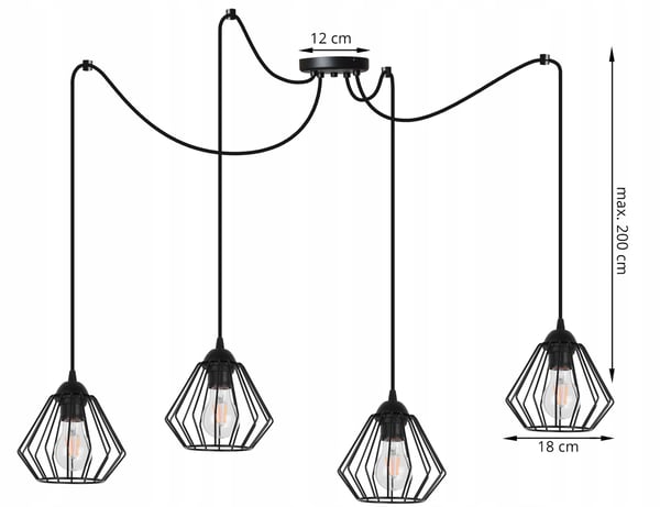 HÄNGANDE taklampa ljuskrona SPIDER loft E27 LED