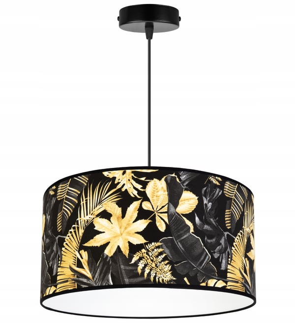 Lofthængende lampe, lampeskærm, gyldne blomster, LED