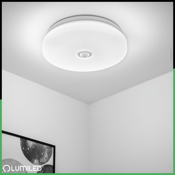 LED loftlampe overflademonteret 24W NOTUS 2 rund bevægelsessensor IP44 33 cm LUMILED