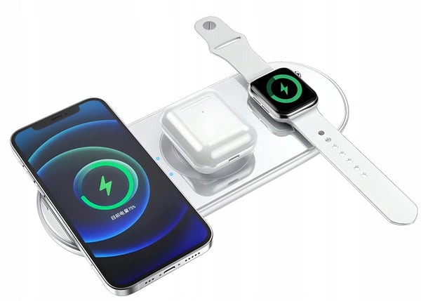3-i-1 trådløs induktiv oplader til Apple Android iPhone Watch AirPods