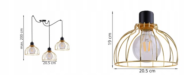 Lofthængende lampe med lysekrone i gylden edderkop-stil