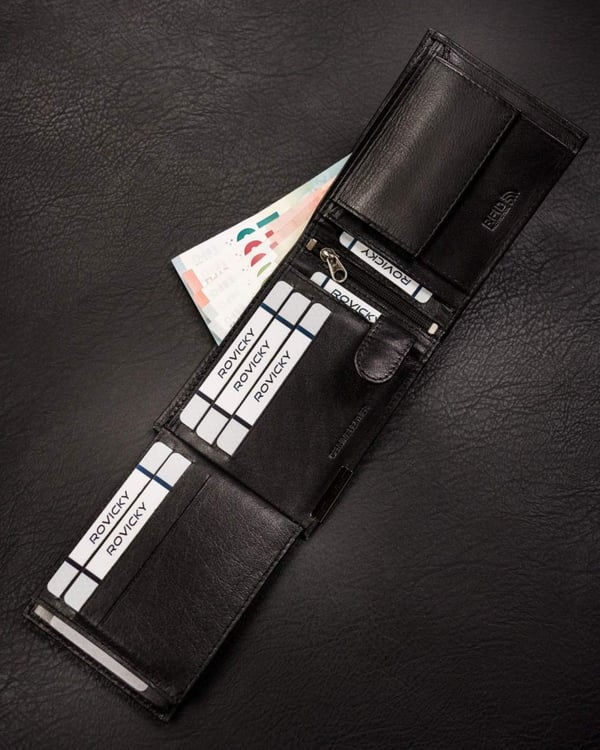 Herrplånbok i läder RM-02-BDF-BL-9977 Svart