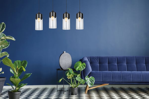 HÆNGENDE LOFTSLAMPE, GLASPLAFON, LED-LAMPE