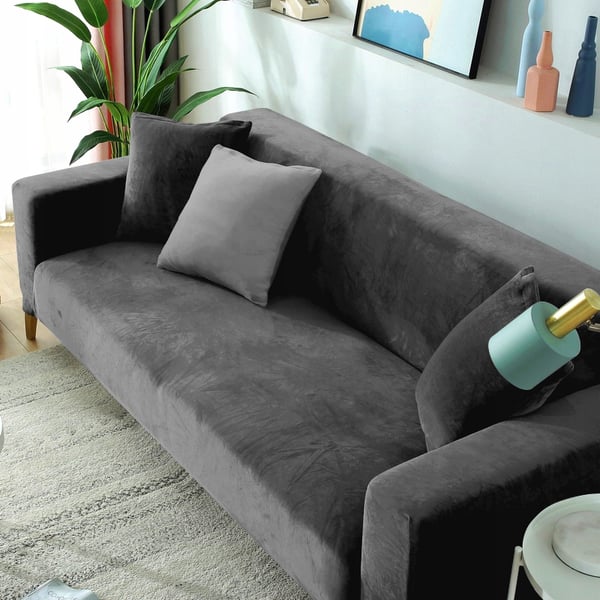 Grå veloursmøbeltrekk til 3-personers sofa [22X3]