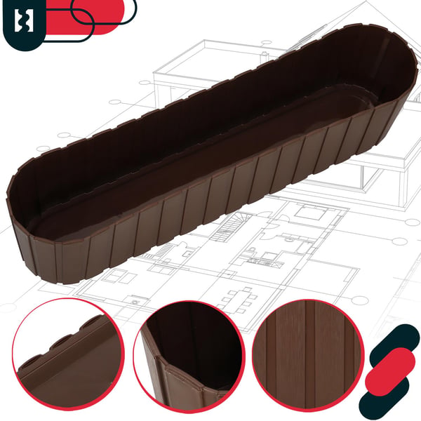 Bakonowa oval urtepottekasse til altan terrasse brun 60 cm 2 stk.