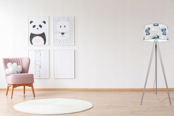 LOFT BØRNESTATIV LAMPE, LAMPESKÆRM, MØNSTER, LED