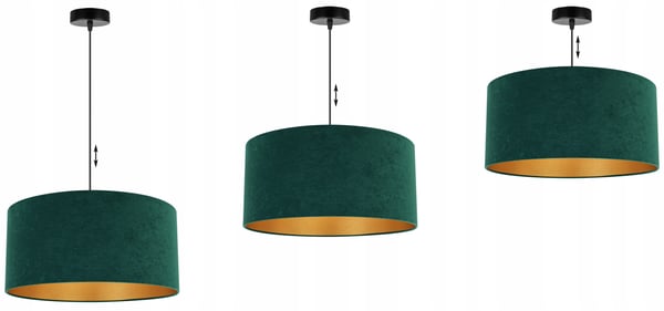 HÆNGENDE LAMPE LOFTSKRONE GYLDEN FLØJLSSKÆRM