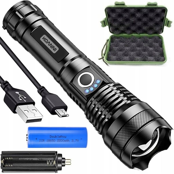 Tehokas XHP50-sotilaskäyttöön tarkoitettu zoom-taktinen LED-taskulamppu