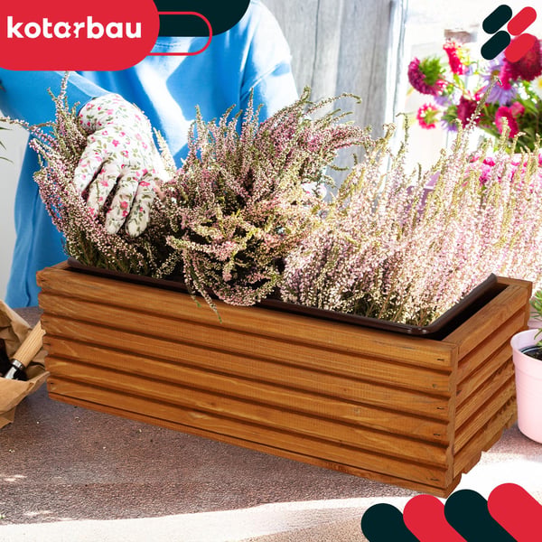 Kotarbau® Kukkaruukkulaatikko Puinen puutarhan istutuslaatikko terassille ja sisäkkeellä Tammi 44 x 20 CM