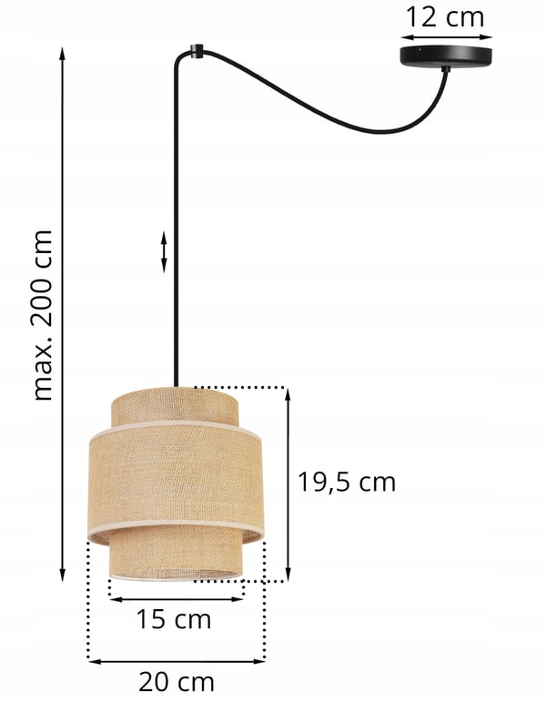 Hængende lampe, loftslysekrone, lampeskærm, boho juta