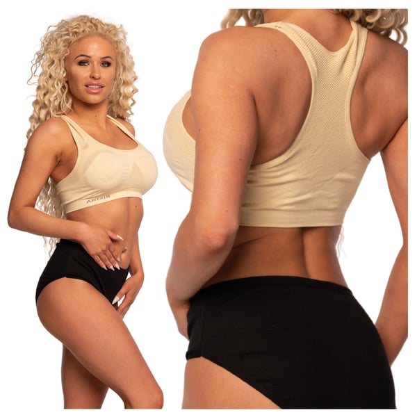 Damfitness sport-bh M/L beige