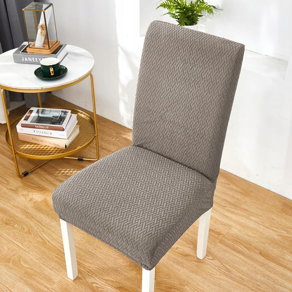 Elastinen jacquard tuolinkotelo harmaa beige