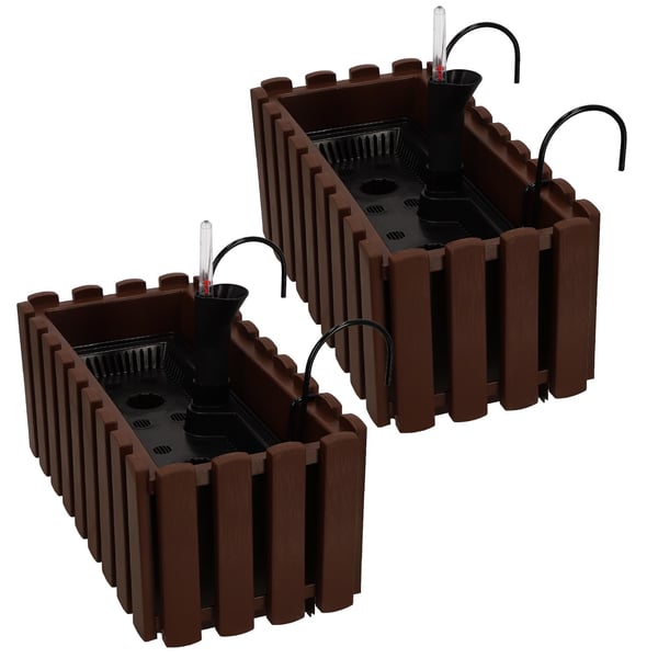 Blomkruka balkonglåda för balustrad terrassblommor brun 40 cm 2 st