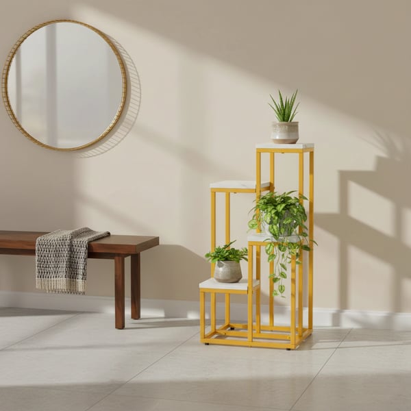 Stående blomsterstativ, metalhylde, blomsterstativ, planter, potter, 4 niveauer