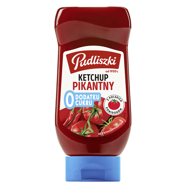 Pudliszki mausteinen ketsuppi ilman lisättyä sokeria 440g