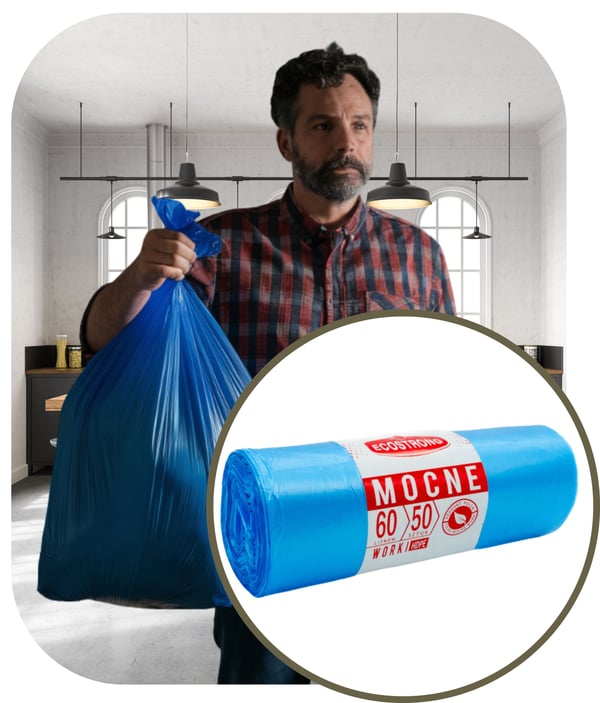 Affaldsposer 60l blå HDPE 50 stk.
