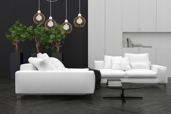 Lofthængende lampe med lysekrone i gylden edderkop-stil