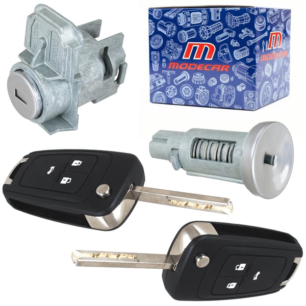 Opel Vectra C 02-09 Låsinsats vänster framdörr + tändningsinsats + 2 nycklar med elektronik 4 st. Set