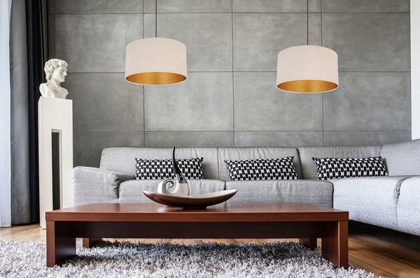 HÆNGENDE LAMPE LOFTSKRONE GYLDEN FLØJLSSKÆRM