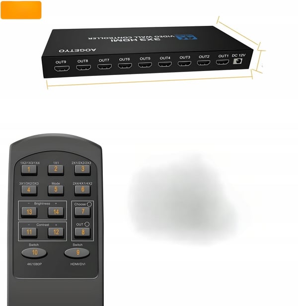 HDMI 3X3 VIDEOVÄGGSKONTROLL SPLITTER MATRIX 9 SKÄRMAR