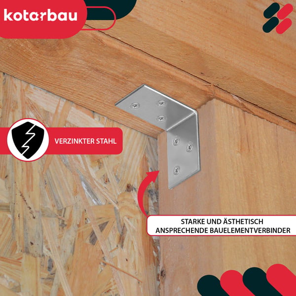 Kotarbau® Kirvesmiehen kulmaliitin ruostumatonta terästä sinkittyä 40 x 40 x 25 mm 100 kpl:n sarja