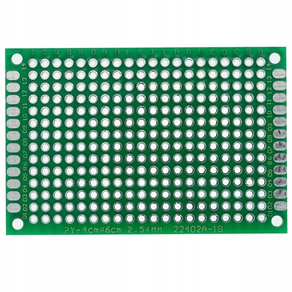 Kaksipuolinen universaali prototyyppipiirilevy 40 x 60 mm (vihreä)