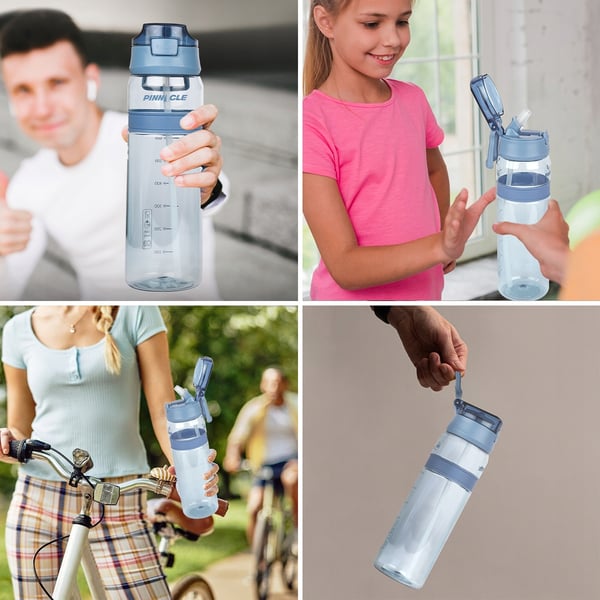 Pinnacle PHY-B-1011 850ml sininen vesipullo kahvalla ja pillillä