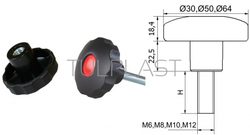 STJERNEKNOP POK 03 FI 50 M8*38 PP 828 - SL POK03 28