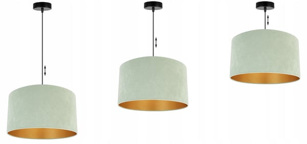 HÆNGENDE LAMPE LOFTSKRONE GYLDEN FLØJLSSKÆRM