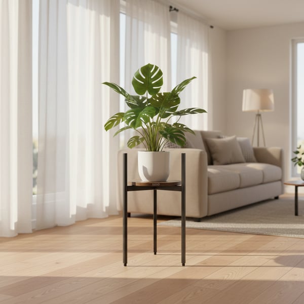 Metallblomställning trä stående loft stativ för blommor och växter industriell design