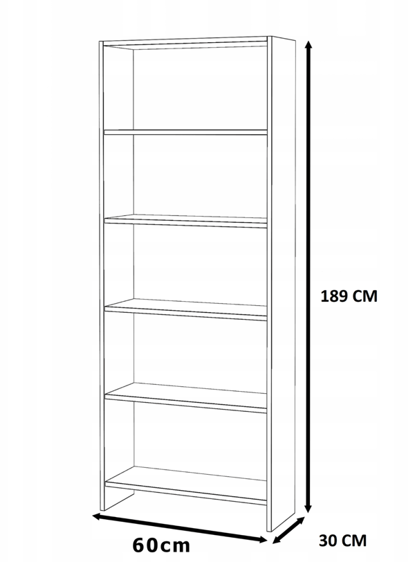Kontorreol Grå Eg Wotan 60cm 5 hylder Loft Legetøjshylde