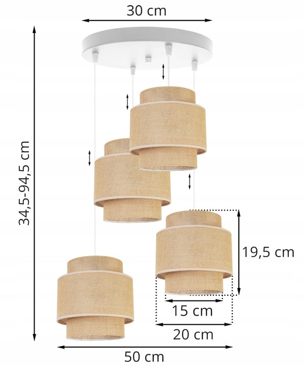 Hængende lampe, loftslysekrone, lampeskærm, boho juta