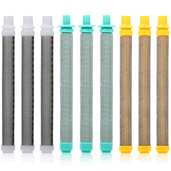 Rosfix 3x Hvid 60 mesh fingerfilter til sprøjtepistol + 3x Grøn 30 mesh fingerfilter til sprøjtepistol + 3x 100 mesh fingerfilter