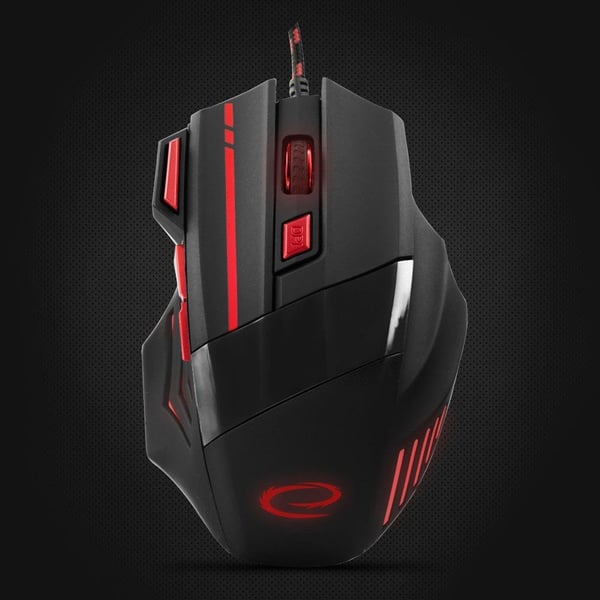 Esperanza MX201 Wolf Optical Gaming 7D USB Kablet Mus Sort og Rød