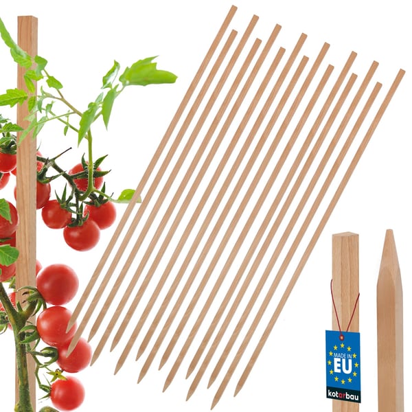 Kotarbau® Puiset tukikepit tomaateille, vihanneksille, puutarhatuille pensaille ja puille, 100 CM, 15 kpl:n setti Kotarbau® Puiset tukikepit tomaateille, vihanneksille, puutarhatuille pensaille ja puille, 100 CM, 15 kpl:n setti