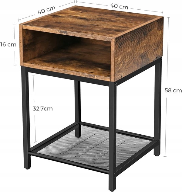 Songmics - Sofabord, Natbord til seng, Sofa, til blomster, 3 hylder, Firkantet