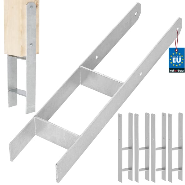 KOTARBAU® H-stolpsbas til indjutning, konsol, galvaniseret stålanker, 120 mm, 4-pak