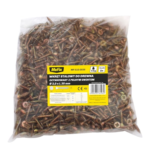 GUL GALVANISERET TRÆSKRUE 3,0*25MM - 5,0 KG - MF-510-3025